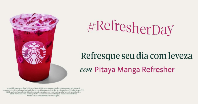 #RefresherDay: Starbucks oferece bebida grátis para clientes em nova ação promocional