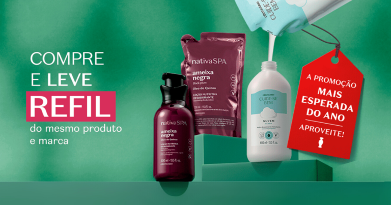 Promoção do Boticário está dando refis grátis de loções hidratantes Cuide-se Bem e Nativa SPA