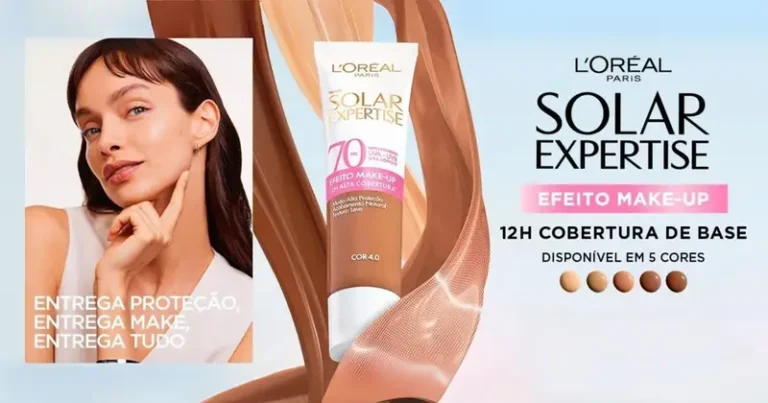 L’Oréal Paris lança protetor facial Solar Expertise Efeito Make-Up e cria promoção que dará kits de produtos