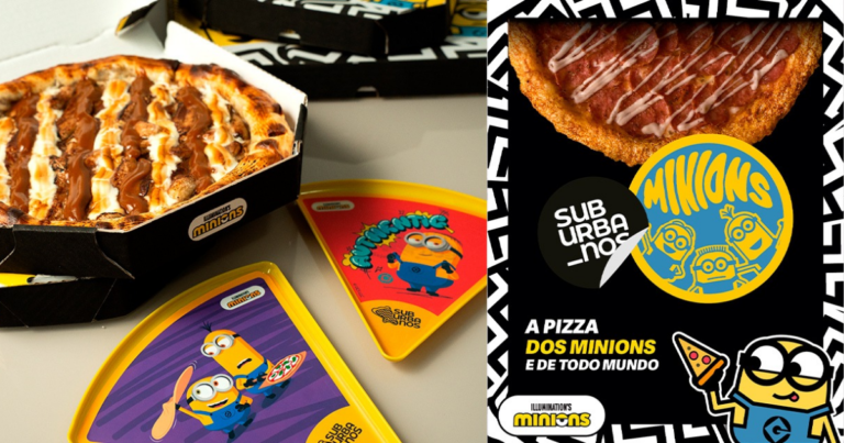 Rede de pizzarias Suburbanos lança pizza de banana dos Minions e dá pratos colecionáveis de brinde