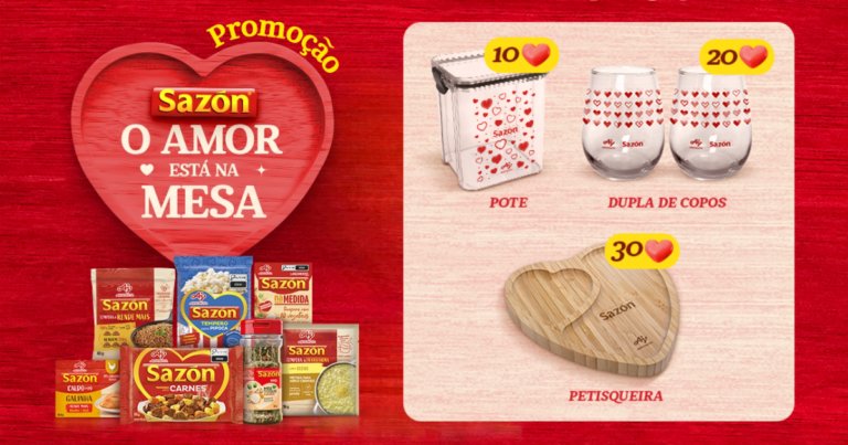 “O Amor Está Na Mesa”: Sazón distribui brindes exclusivos para consumidores em nova promoção