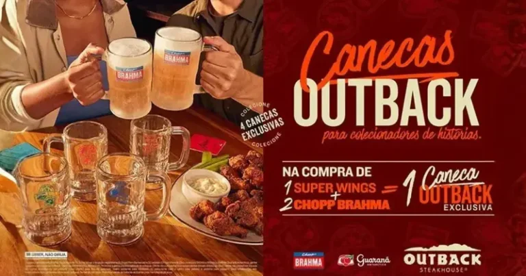 Outback relança campanha de canecas colecionáveis em parceria com Brahma e Guaraná Antarctica
