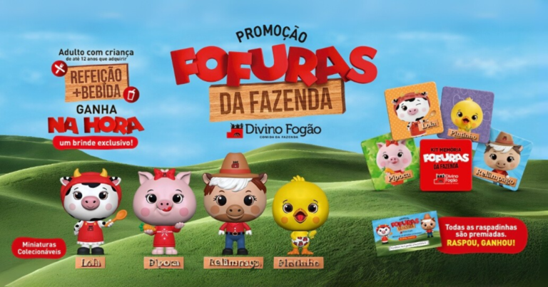 Divino Fogão celebra o Dia das Crianças com brindes colecionáveis inspirados nos animais da fazenda