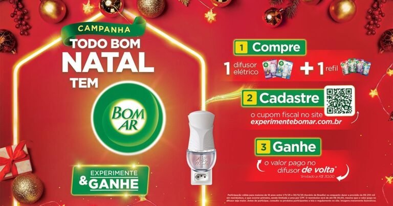 Experimente grátis os difusores elétricos da marca Bom Ar e receba seu dinheiro de volta via Pix