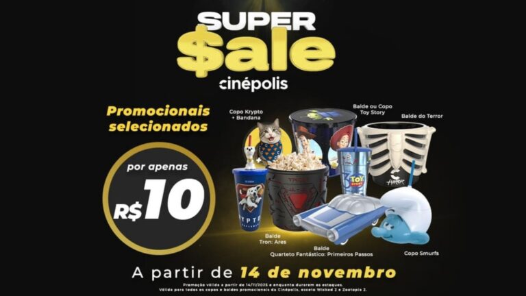 Cinépolis realiza saldão de itens colecionáveis e oferece baldes e copos exclusivos de 2025 por apenas R$ 10