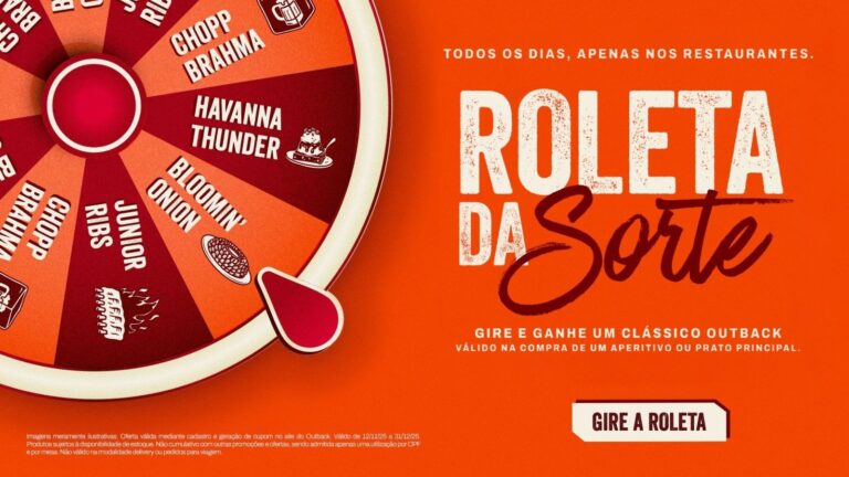 Outback lança roleta da sorte e distribui seus clássicos de forma gratuita para clientes neste fim de ano