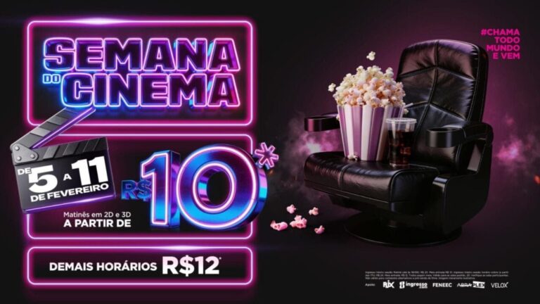 Primeira edição da Semana do Cinema 2026 é anunciada para entre 5 e 11 de fevereiro e terá ingressos a partir de R$ 10
