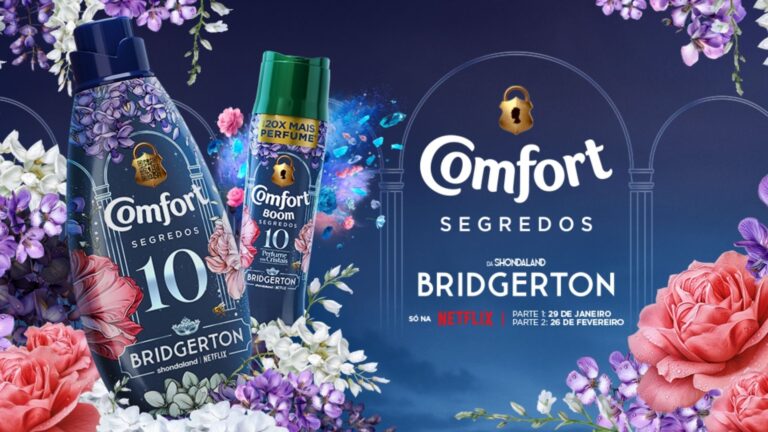 Campanha leva perfume da nova linha Comfort Segredos Bridgerton para lavanderias em seleção para teste gratuito