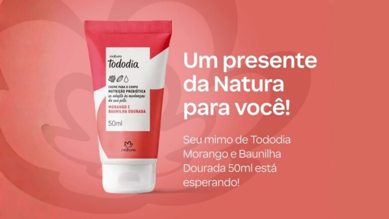 Natura distribui mini loção grátis da nova linha Tododia Morango e Baunilha Dourada em lojas; veja como garantir a sua