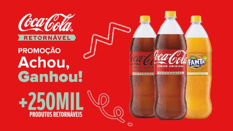 Coca-Cola distribui mais de 250 mil produtos retornáveis nas tampinhas amarelas em promoção “Achou, Ganhou!”