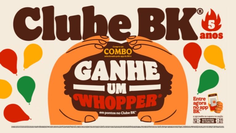 Burger King comemora 5 anos do Clube BK com Whopper grátis e traz de volta o “Taca Fogo” que dará 1 ano de sanduíche
