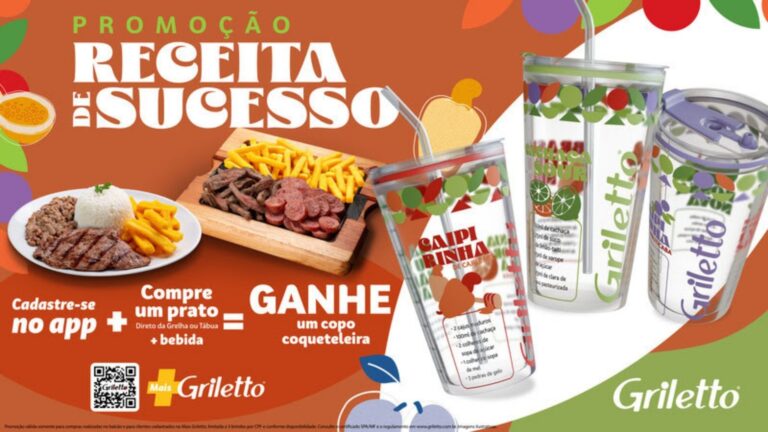 Griletto relança promoção “Receita de Sucesso” e volta a distribuir copos coqueteleira exclusivos para clientes do programa de fidelidade