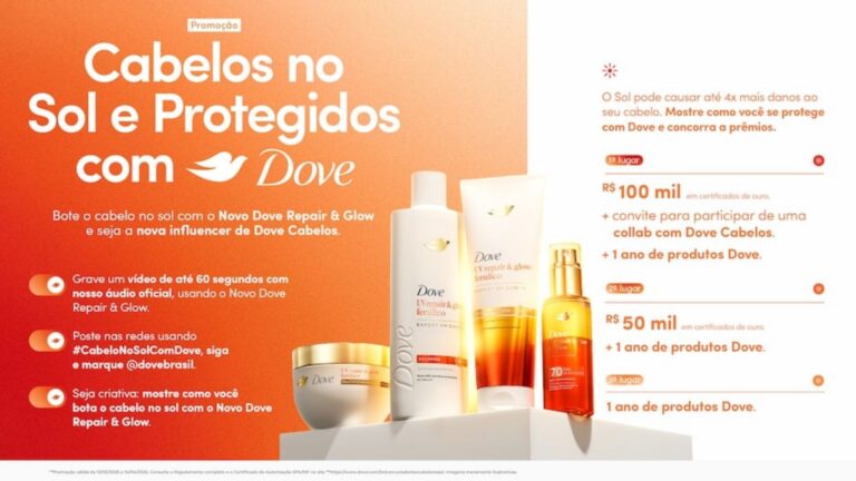 Dove lança concurso nas redes sociais premiando criadores com até R$ 100 mil ao divulgar nova linha UV Repair & Glow