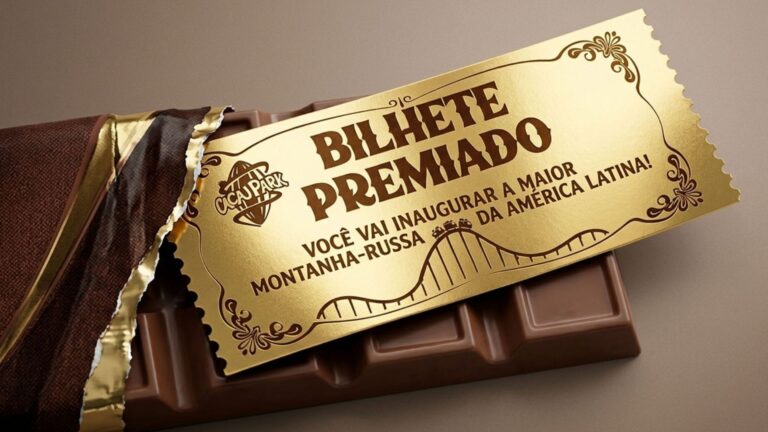 Cacau Show levará clientes que encontrarem bilhete dourado em chocolate para inauguração de montanha-russa no Cacau Park