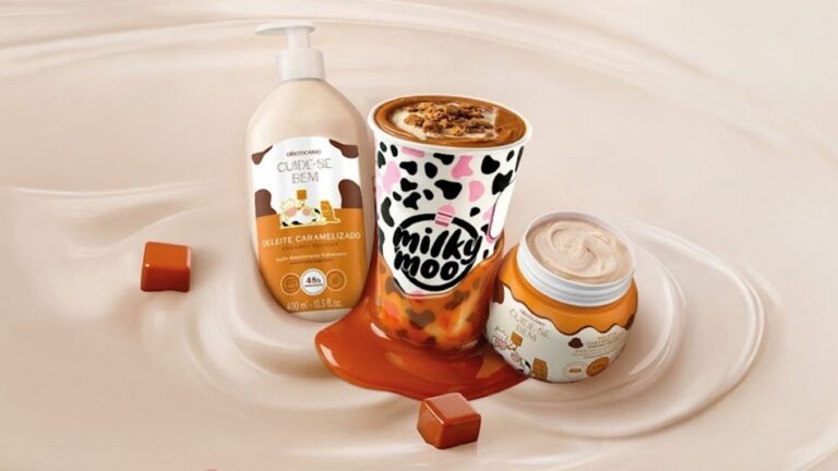 O Boticário e Milky Moo se unem em collab para lançar milkshake inspirado na nova linha Cuide-se Bem Deleite Caramelizado