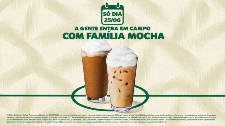 Starbucks repete promoção Mocha em Dose Dupla e oferece bebida grátis das linhas Mocha e Chocolate para clientes