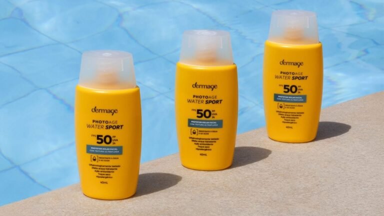 Dermage coloca o protetor solar Photoage Water Sport à prova e devolve seu dinheiro se não aprovar após 10 dias de uso