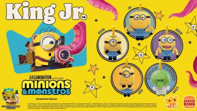Burger King lança coleção de pelúcias surpresa de Minions e Monstros: conheça os novos colecionáveis do King Jr.