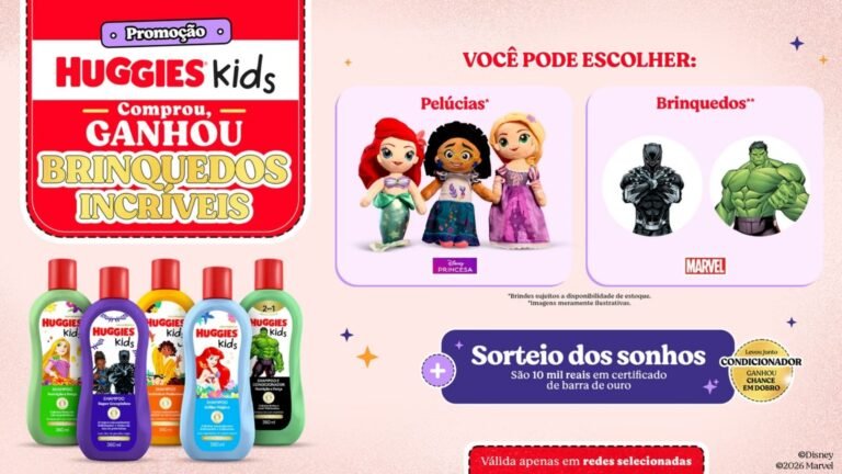 Huggies lança promoção que garante resgate de pelúcias de princesas da Disney e brinquedos Marvel para consumidores