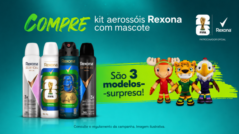 Rexona anuncia oferta especial na Raia e Drogasil para ganhar as pelúcias dos mascotes da Copa do Mundo FIFA 2026™