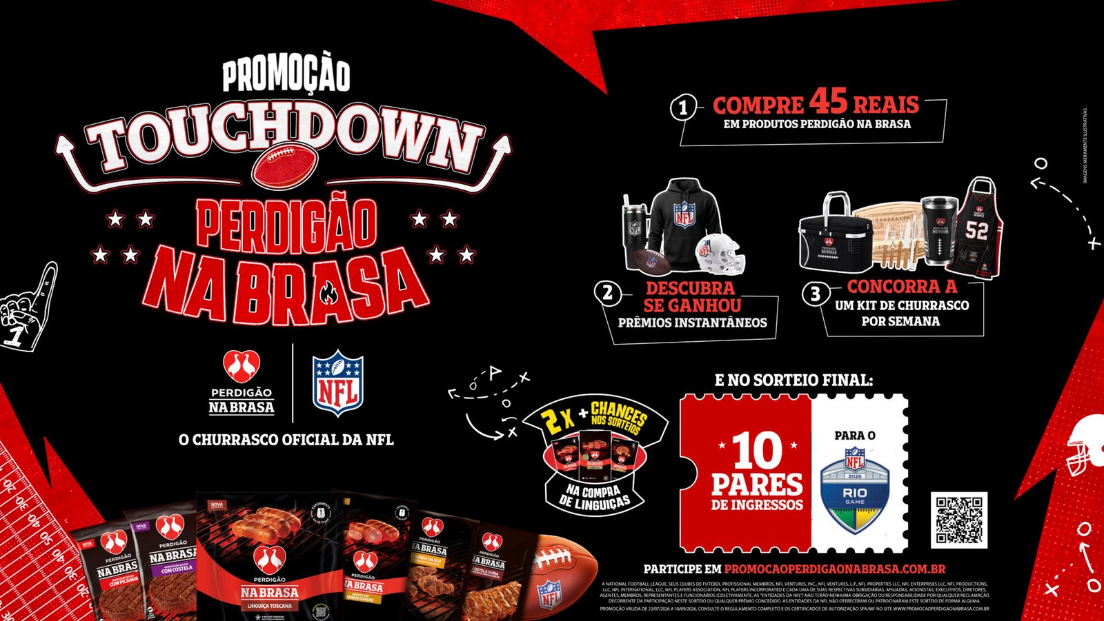 Perdigão Na Brasa anuncia promoção com kits exclusivos de churrasco, produtos oficiais NFL e ingressos para o NFL Rio Game Perdigão Na Brasa anuncia promoção com kits exclusivos de churrasco, produtos oficiais NFL e ingressos para o NFL Rio Game