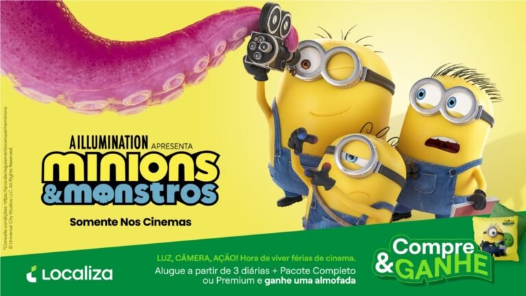 Localiza aposta em ambiente temático de Minions & Monstros e distribui almofadas exclusivas para clientes nas férias de julho