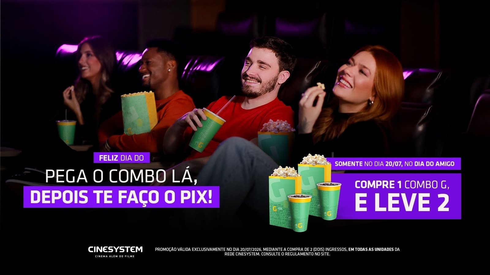 Cinesystem celebra o Dia do Amigo com promoção especial de pipoca em dobro para quem comprar um par de ingressos Cinesystem celebra o Dia do Amigo com promoção especial de pipoca em dobro para quem comprar um par de ingressos