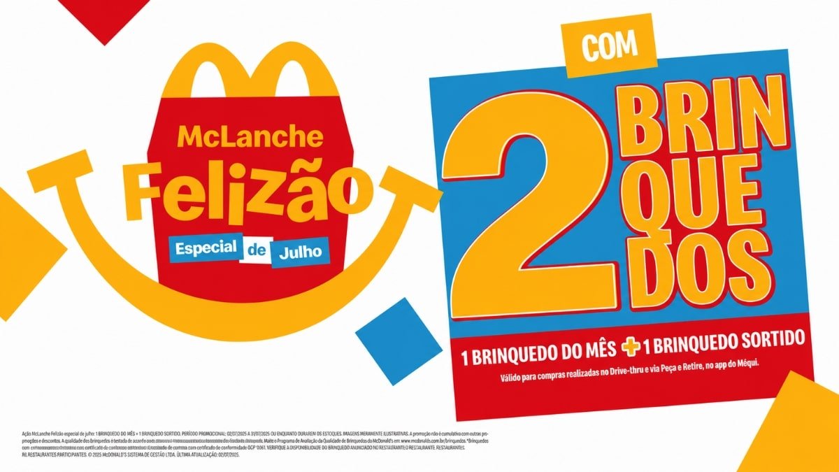 McLanche Felizão: McDonald’s lança campanha limitada que entrega brinquedos em dobro no McLanche Feliz em julho McLanche Felizão: McDonald’s lança campanha limitada que entrega brinquedos em dobro no McLanche Feliz em julho