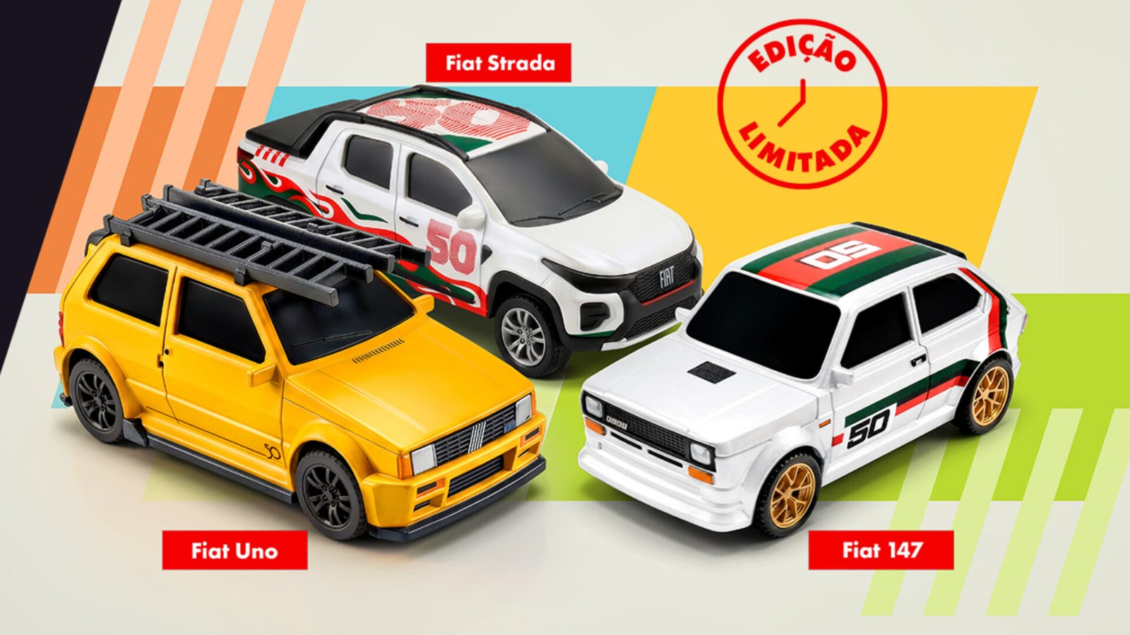 Fiat celebra 50 anos no Brasil com coleção de miniaturas de modelos icônicos e promoção com viagens e vouchers Fiat celebra 50 anos no Brasil com coleção de miniaturas de modelos icônicos e promoção com viagens e vouchers