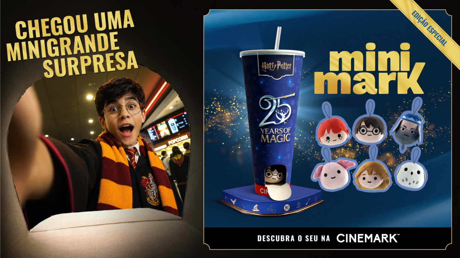 Cinemark lança Minimark com pelúcias surpresa de Harry Potter e transforma copo de refrigerante em item colecionável exclusivo Cinemark lança Minimark com pelúcias surpresa de Harry Potter e transforma copo de refrigerante em item colecionável exclusivo