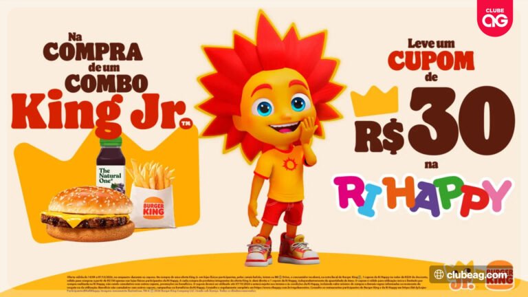 Burger King e Ri Happy se unem em parceria oferecendo cupom para compra de brinquedos em pedidos do Combo King Jr.