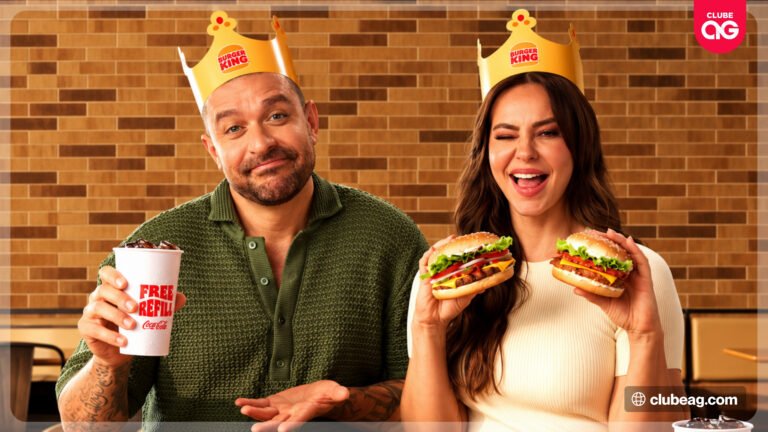 Burger King junta ex-casal Paolla Oliveira e Diogo Nogueira em campanha com King em Dobro e retorno do Free Refill