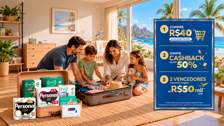 Santher lança campanha com cashback em produtos Personal, Personal Baby e Kiss e oferece viagens para férias em família