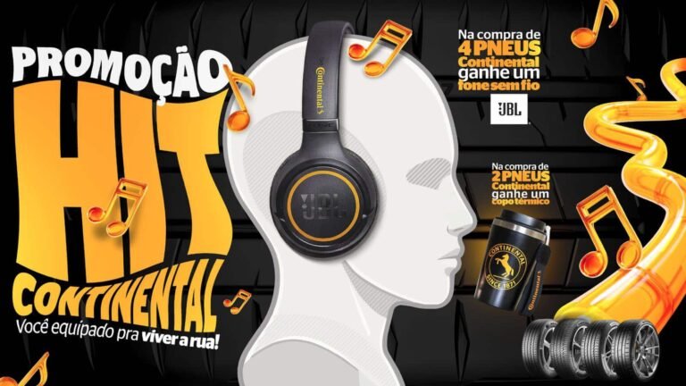 Continental oferece fone JBL e copo térmico como brindes para clientes que adquirirem pneus nas revendas participantes