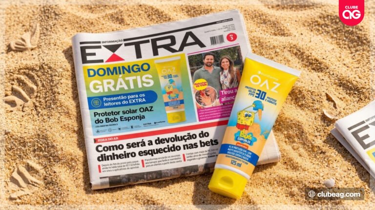 EXTRA dará protetor solar OAZ do Bob Esponja como brinde para leitores que adquirirem o jornal deste domingo (11) nas bancas